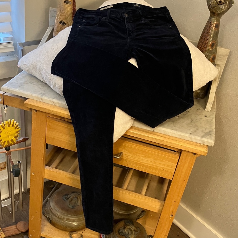 AG Adriano Goldschmied Women's Dark Blue Skinny Corduroy Jeans! Stretchy Cute On